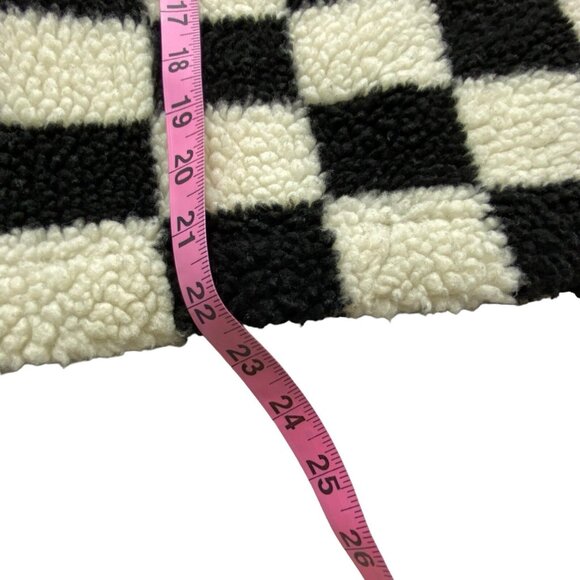 MADEWELL Women Popover Sherpa Fleece Sweater Cropped Sz XS Black White 79-41 - Picture 10 of 14